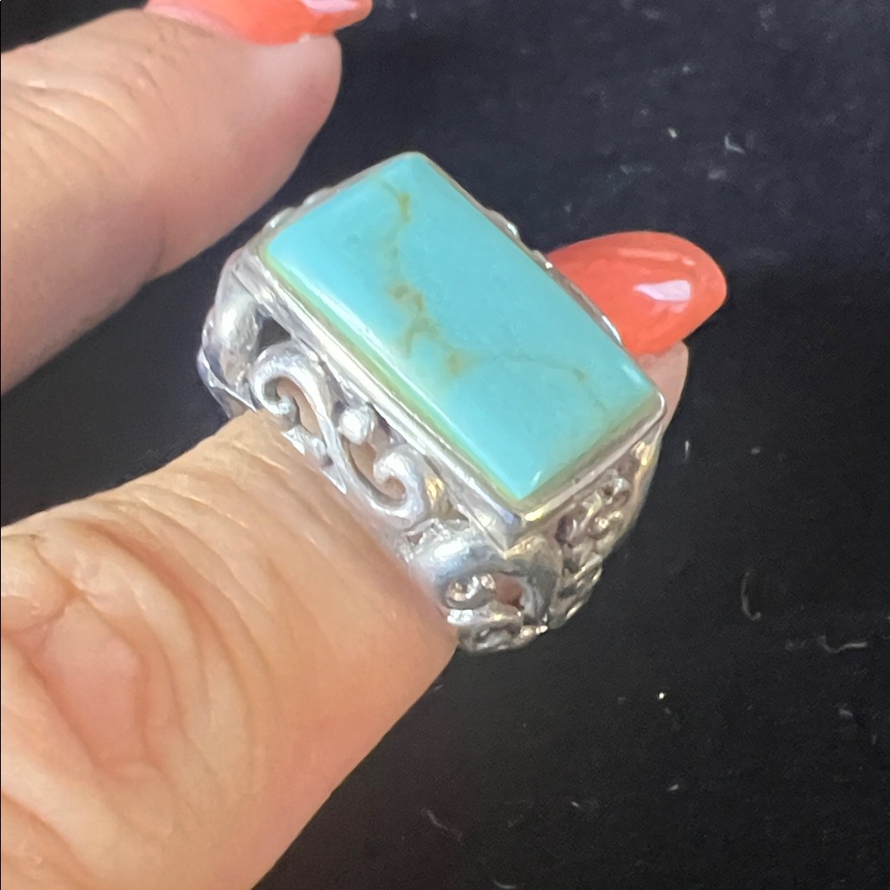 925 STERLING SILVER TURQUOISE VINTAGE RING SIZE 6.5